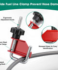 Wide fuel line clamp from 4 Piece Hose Pinch Off Pliers Set for Automotive Brake Line Clamps and Fuel Lines, red with ergonomic knob
