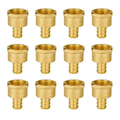 12 Pack One Half Inch PEX To One Half Inch Female NPT Brass Fittings For Drinking Water Lead Free Corrosion Resistant Adapters
