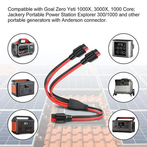 10AWG Anderson Y Splitter Cable For Solar Panels And Portable Power Stations Branch Parallel Adapter Connector Copper Wire Heavy Duty For GZ