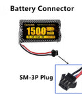 7.4V 1500mAh Li Ion Rechargeable Battery With SM3P Plug Two Pack For Huina 1575 RC Construction Truck USB Charger Cable Included