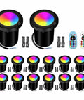 Outdoor RGB Landscape Lights With Remote Control And Memory Function, 10W In-Ground Waterproof Lighting For Yard And Garden, shown in set of 10 with remote controls
