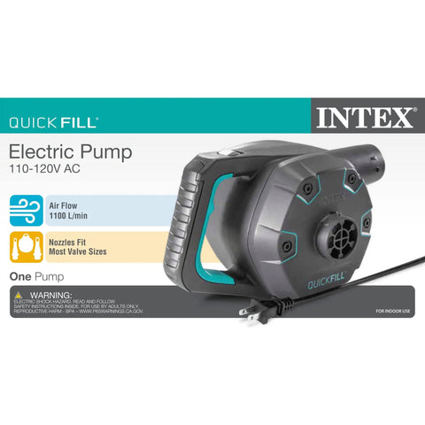 Indoor 120 Volt AC Inflatable Pump For Pools Floats And Air Beds Fast Inflate Deflate 38.9 CFM Three Interchangeable Nozzles