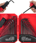 35 Piece Allen Wrench Set With Metric And Standard Hex Keys, Chrome Vanadium Steel, Black Oxide Finish, Durable Heavy Duty Tool Kit For Mechanical, Automotive, And Home Projects, Includes 0.7mm Through 10mm And 0.028 Inch Through Three Eighths Inch Sizes.