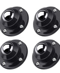 Four black 1-inch swivel caster wheels with round base and mounting screws (4-pack)