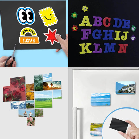 Flexible Magnetic Sheets With Adhesive Backing 8.5 X 11 Inches Pack Of 16 30 Mil Thick Cuttable Magnetic Paper for crafts and photos.