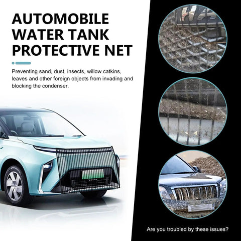 Top Rated Heavy Duty Grille Mesh Guard For Tesla Cybertruck 2024 Plus Radiator Cover protective net installed on car to shield condenser.