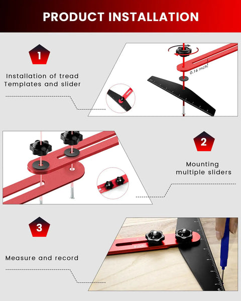 Installation and use of Aluminum Stair Tread Template Tool 8 To 60 Inch Jig for accurate measurement with adjustable damping
