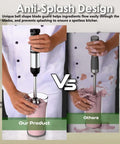 5-In-1 Cordless Immersion Blender With Rechargeable Battery Slick Handheld Mixing Wand For Soups And Smoothies Zero Cords Attached Wireless Tool demonstrated with anti-splash design.