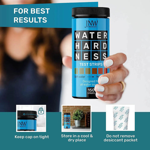 Easy At Home Water Hardness Test Kit With 150 Strips, Quick And Accurate Hard Water Testing For Tap, Well, And Shower, Includes Ebook, No Guesswork, Ideal For Softener And Aquarium Maintenance