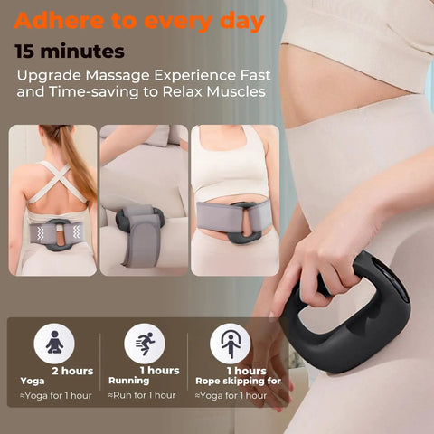 Heated Percussion Massage Gun With Adjustable Heat Intensity And Speed Ultra Quiet USB C Rechargeable in use on abdomen