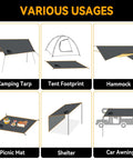 Illustration showing uses of Ultralight Tent Footprint Ground Sheet With PU3000mm Waterproof Coating, Ripstop 190T Tarp