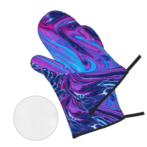 Hot Mess? No Way. These Abstract Fluid Oven Mitts And Pot Holders with a colorful design for safe cooking up to 500 degrees.