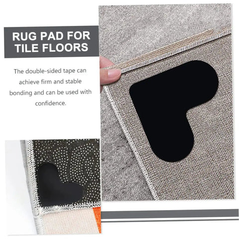 Heart Shaped Rug Tape Set 8 Pcs No Fuss Non Slip Double Sided Stickers for Area Rugs and Carpets on Laminate Floors