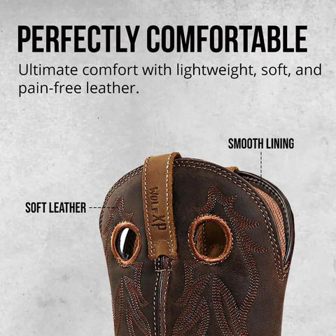 Genuine Leather Mens Work Boots Built For The Job With Insulation, Oil And Slip Resistant Construction close-up of soft lining