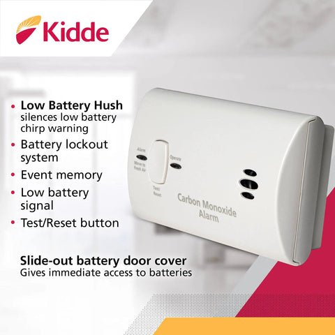 Side view of Battery Powered Carbon Monoxide Detector With LED Status, Test Reset Button, Low Battery Indicator, wall mounted
