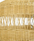 Close-up of the Open Weave Candy Wicker Pendant Lamp in Natural Brown Hand Woven 19.25 Inch Diameter Ceiling Light with 74 Inch Adjustable Cord