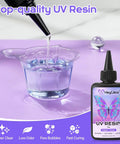 UV Resin Kit With Light 200g Crystal Clear Epoxy pouring into mold for jewelry making and DIY decor projects.