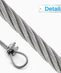 Three Sixteenth Inch Stainless Steel Wire Rope Cable Kit, Thirty Feet Long With Eight Coated Clamps, 7x19 Core Metal
