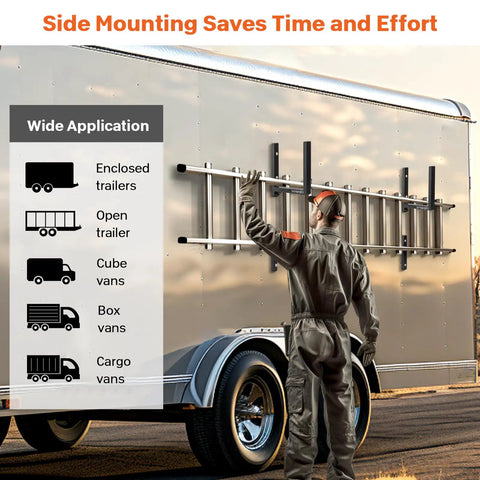 Beefy Side Mount Aluminum Ladder Rack For Enclosed Trailers Built To Last Heavy Duty And Rust Resistant Easy Install Durable Trailer Accessory With Corrosion Resistant Finish And Stainless Steel Bolts on enclosed trailer side