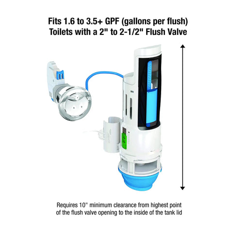 HydroRight Water Saving Dual Flush Valve With Push Button Handle For Toilet Converts Most Toilets To Dual Flush And Cuts Water Use