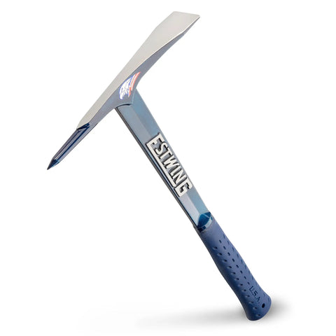 Rock Pick 17 Inch Geologist Tool With Pointed Tip And Chisel End, USA Made With Shock Reduction Grip, shown from side view