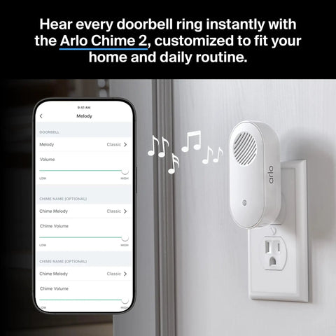 2K Video Doorbell With Chime 2 For Home Security Wireless Or Wired Installation with smartphone app interface displayed