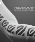 Epic Gaming Arm Sleeves With Compression Fit And Seamless Build For The Daily Grind Keeps You Cool On The Reg Reduces Friction So You Can Clutch Every Match White Small Medium close-up of fabric blend showing 80% polyester and 20% spandex.