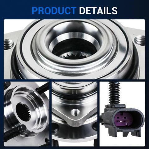 Autoround front wheel hub and bearing assembly 513188; silver metal hub with ABS sensor connector (6-lug)