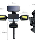 Solar Outdoor Garden Lights With Motion Sensor And 180 Degree Swivel Panels, 108 COB LEDs, Waterproof Outdoor Lights dimensions