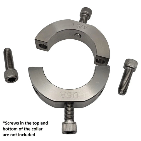 Two Piece Clamping Shaft Collar 1.75 Bore, Mountable Flats With Tapped Holes, 303 Stainless Steel, One Pack, disassembled view