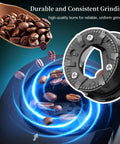 Flat Burr Coffee Grinder With 28 Custom Grind Levels For Espresso And Drip Brews showing coffee beans and high-quality burrs.