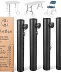Top Shelf Folding Table Leg Extenders With Grippy Foam Pads And Secure Clips for adjustable height setup, four pack with black risers.