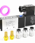 Two Position Five Way Solenoid Valve Junction Box Pilot Operated Pneumatic Electric Control With AC 110V Supply, connectors