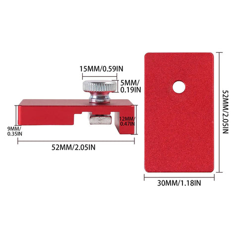 Two Pack Aluminum Guide Rail Limit Stops for Track Saws dimensions and details, Pro Grade, Compatible With Festool, Makita, Milwaukee.