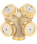 Workhorse High Pressure Brass Sprayer Nozzle Set With Four Interchangeable Tips, close-up of brass nozzles, fine mist to jet patterns