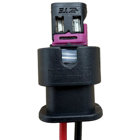 Premium Engine Coolant Temperature Sensor Connector And Wiring Harness Kit Compatible With Audi Bmw Chevrolet Ford Gmc Hyundai Jeep Benz Vw Direct Replacement 13587326 S2860 No Sweat Installation showing close-up of connector with attached wires.
