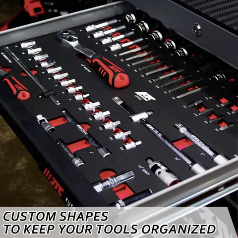 6 Pack Tool Box Foam Inserts 17.7 X 12 X 1 Inches For Cases Cuttable Polyethylene Sheets Red And Black Shadow Liner Kaizen Organizer Craft Foam Pads For Toolbox And Hard Case Pro Grade Drop Protection For Cameras And Gear, custom-cut tool tray