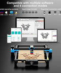 TTS-55 Pro Laser Engraver 5.5W DIY Laser Cutter With Air Assist showing software compatibility and connection modes