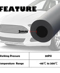 Durable Silicone Vacuum Hose For Automotive Use, Nine Point Eight Four Feet Long, Inner Diameter Five Thirty Two Inch, Outer Diameter Three Eighth Inch, Heavy Duty Universal Vacuum Lines For Car Truck And SUV, Easy Fit For Air And Water Transfer with car background and specifications.