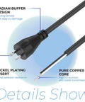 Legit Heavy Duty 8 Foot 18 Gauge 2 Wire Replacement Power Cord Bare Prongs For Drill Polisher And Sander Compatible With Black And Decker And Porter Cable Rock Solid Shop Gear showing plug and wire details.