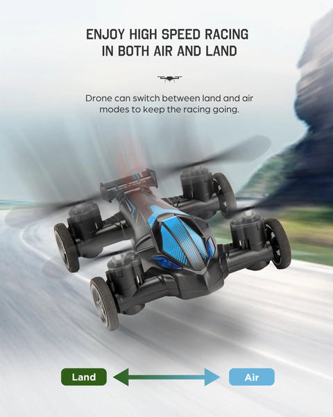 Racing RC Drone With Obstacle Course Kit Featuring Three Adjustable Hoop Sizes For Quick Race Action, drone in car mode