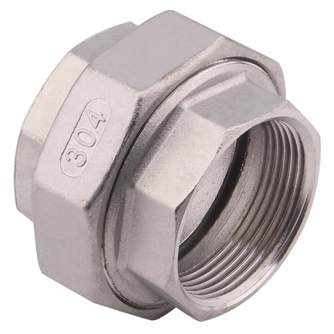 1-1/2 Inch NPT Female Union Cast Pipe Fitting Stainless Steel 304 Class 150 Threaded Connector For Pipe Systems And Water Lines Ideal For Residential And Commercial Plumbing Applications Corrosion Resistant, 304 stainless steel union
