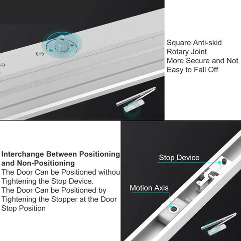 Concealed Door Closer With Automatic Hydraulic Soft Close Damper And Hold Open For Doors Weighing 99 To 187 Lbs with stop device