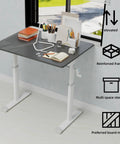 Game Changer Manual Crank Height Adjustable Standing Desk 32X24 Inch with ergonomic design and multi-storage office accessories.