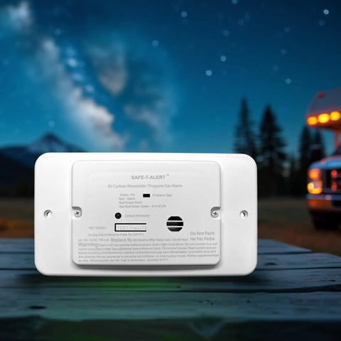Dual LP And CO Alarm Propane And Carbon Monoxide Detector Flush Mount With Trim Ring White for RVs and Homes, outdoor view