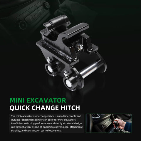 Durable Mini Excavator Quick Change Hitch Easy Snap On Quick Coupler For 0.8 To 2 Ton Small Diggers black metal hitch on display