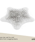 Heavy Duty Starfish Hair Catcher With Rock Solid Suction Cups For Bathtub Drains Seals Around Nasty Clogs Quick White Six Inch with trapped hair.