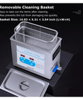 Removable cleaning basket for Heavy Duty 6.5 Litre Ultrasonic Cleaner For Cars, Trucks And Bikes Parts, stainless steel, 10.83 x 5.31 x 3.54 inch.