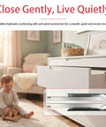 6 Pair 14 Inch Undermount Drawer Slides Soft Close Full Extension Cabinet Hardware shown with a baby playing nearby.