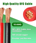 10 Gauge Battery Cable Copper Wire Set Red And Black 20ft Total OFC Welding Cable 10 AWG For Automotive Solar Marine Generator PVC Jacket Built Tough With High Conductivity, 10 AWG red and black copper strands